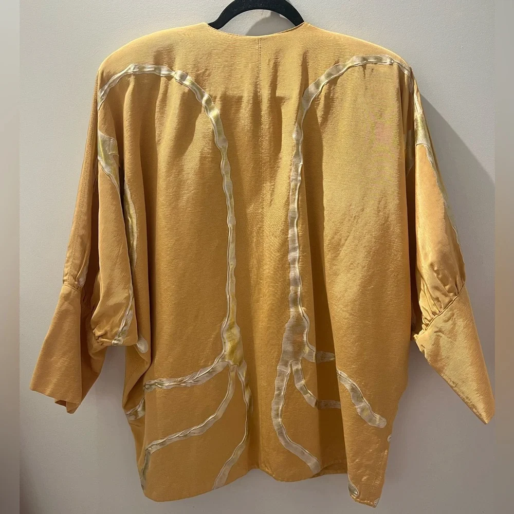 Vtg Terry & Toni 80s Hand-Painted Kimono Jacket Reversible | Artwear Duster OS - Picture 6 of 9